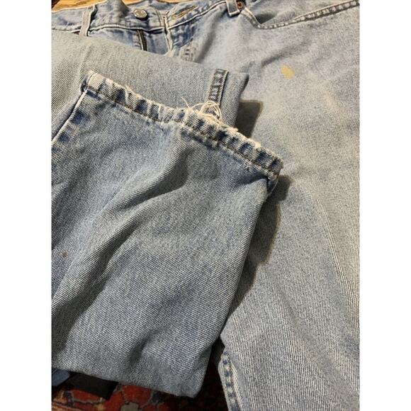 Levis 550 Mens Vintage Denim Blue Jeans 38x32 red tab Distressed Paint - Picture 7 of 9